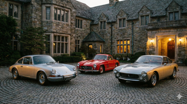 クラシックカーと洋館