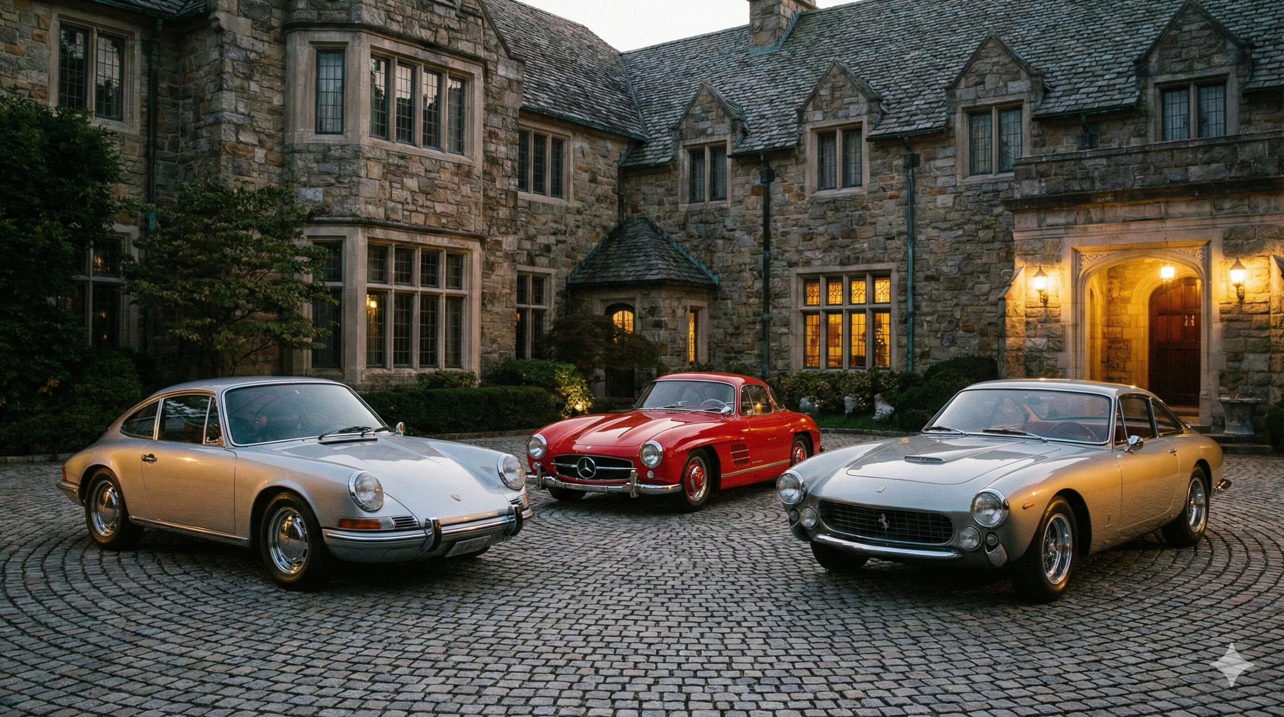 クラシックカーと洋館