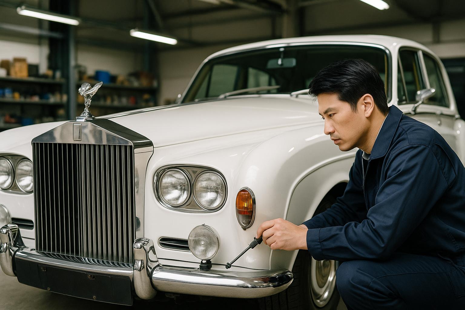 ロールスロイス風車両点検中