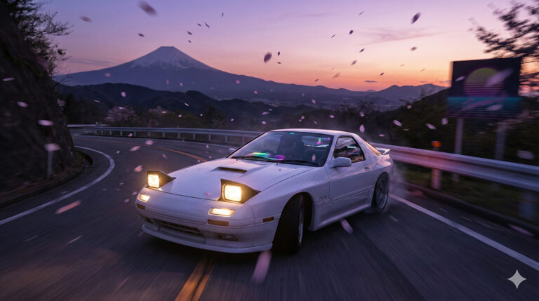 ベンツR107と夕景