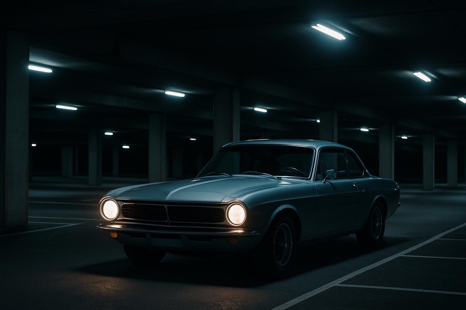 旧車夜の駐車場